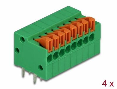 Delock Terminal block with push button for PCB 8 pin 2.54 mm pitch horizontal 4 pieces