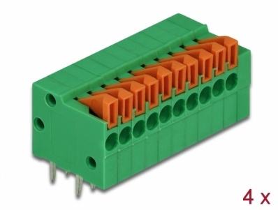 Delock Terminal block with push button for PCB 10 pin 2.54 mm pitch horizontal 4 pieces