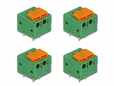 Delock Terminal block with push button for PCB 2 pin 5.08 mm pitch horizontal 4 pieces