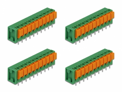 Delock Terminal block with push button for PCB 10 pin 5.08 mm pitch vertical 4 pieces