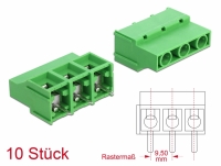 Delock Terminal block for PCB soldering version 3 pin 9.50 mm pitch vertical 10 pieces
