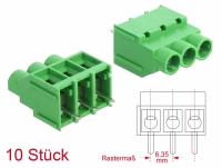 Delock Terminal block for PCB soldering version 3 pin 6.35 mm pitch vertical 10 pieces