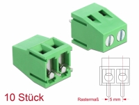 Delock Terminal block for PCB soldering version 2 pin 5.00 mm pitch vertical 10 pieces