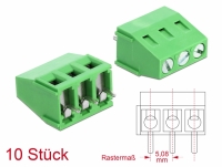 Delock Terminalblock für Platine Lötversion 3 Pin 5,08 mm Rastermaß vertikal 10 Stück