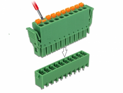 Delock Terminal block set for PCB 10 pin 3.81 mm pitch vertical