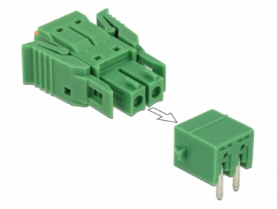 Delock Terminal block set for PCB 2 pin 3.81 mm pitch horizontal