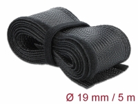 Delock Braided Sleeving with Hook-and-Loop Fastener 5 m x 19 mm black