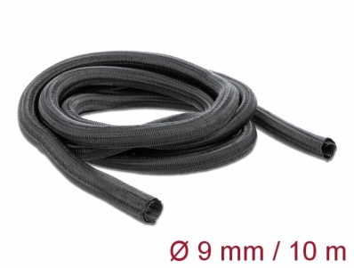 Delock Braided Sleeving self-closing 10 m x 9 mm black