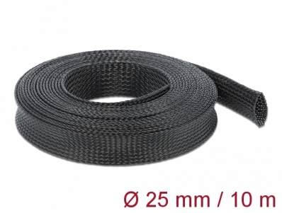 Delock Braided Sleeving stretchable 10 m x 25 mm black