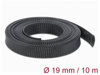 Delock Braided Sleeving stretchable 10 m x 19 mm black