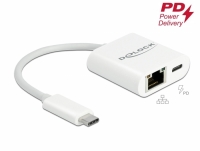 Delock USB Type-C™ Adapter to Gigabit LAN 10/100/1000 Mbps with Power Delivery port white