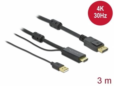 Delock HDMI to DisplayPort cable 4K 30 Hz 3 m