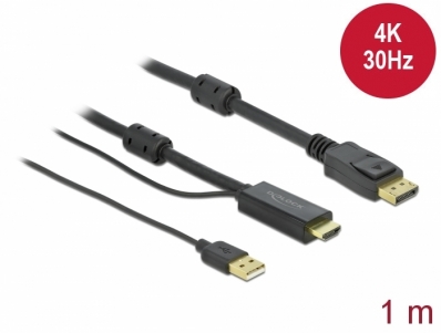 Delock HDMI to DisplayPort cable 4K 30 Hz 1 m