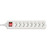 8-Way Swiss 3-Pin Mains Power Extension with Switch, White