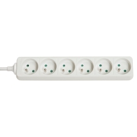 6-Way French Schuko Mains Power Extension, White