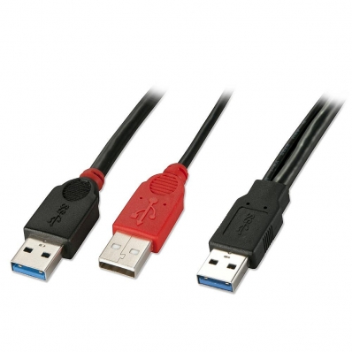 USB 3.0 Dual Power Cable, 2 x Type A to Type A Male, 1m