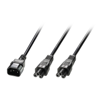 IEC C14 to 2 x IEC C5 Splitter Extension Cable, Black, 2.5m