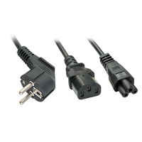 Schuko to 1x IEC C13 and 1x IEC C5 Y-Cable, 2m