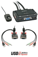 2 Port VGA, USB 2.0 & Audio Cable KVM Switch