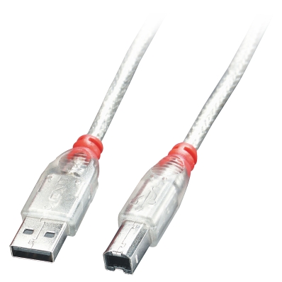 1m USB 2.0 Type A to B Cable, transparent