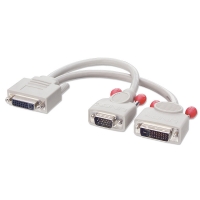 DVI-I Dual Link Female to DVI-D Male + VGA Male Monitor Splitter Cable