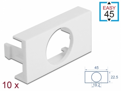 Delock Easy 45 Module Plate Round cut-out Ø 19.2 mm, 45 x 22.5 mm 10 pieces white