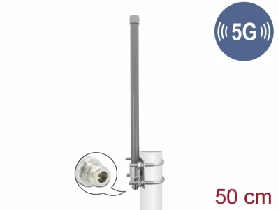 Delock 5G 3.3 - 3.8 GHz Antenna N jack 8 dBi 50 cm omnidirectional fixed outdoor grey