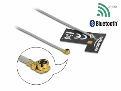 Delock WLAN 802.11 b/g/n Antenna MHF® I plug 2 dBi 1.13 10 cm FPC internal self-adhesive