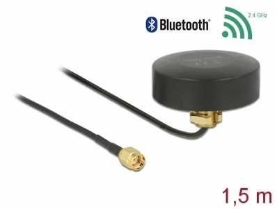 Delock WLAN 802.11 b/g/n Antenna RP-SMA plug 2 dBi fixed omnidirectional with connection cable RG-174 1.5 m outdoor black