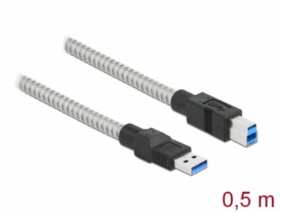 Delock USB 3.2 Gen 1 Cable Type-A male to Type-B male with metal jacket 0.5 m