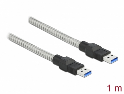 Delock USB 3.2 Gen 1 Cable Type-A male to Type-A male with metal jacket 1 m