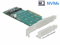 Delock PCI Express x8 Card to 2 x internal NVMe M.2 Key M - Bifurcation - Low Profile Form Factor