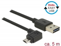 Delock Cable EASY-USB 2.0 Type-A male > EASY-USB 2.0 Type Micro-B male angled left / right 5 m black