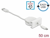 Delock Easy 45 Module USB 2.0 Retractable Cable USB Type-A to EASY-USB Type Micro-B white