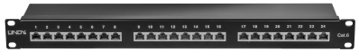 Lindy Cat.6 Patch Panel 24p STP 1U, Black