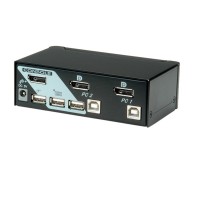 ROLINE KVM Switch, 1 User - 2 PCs, DisplayPort, with USB Hub