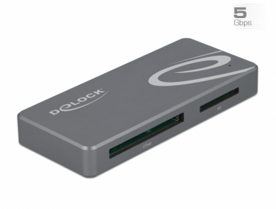 Delock USB Type-C™ Card Reader for CFast and SD memory cards + USB Hub with Type-A and USB Type-C™ port