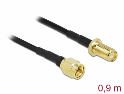 Delock Antenna Cable SMA plug to SMA jack LMR/CFD100 0.9 m low loss