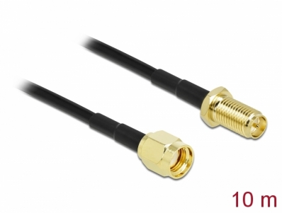 Delock Antenna Cable RP-SMA plug to RP-SMA jack LMR/CFD100 10 m low loss