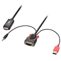 Lindy VGA un Audio ar USB uz HDMI adaptera kabelis, melns, 2m
