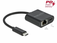 Delock USB Type-C™ Adapter to Gigabit LAN 10/100/1000 Mbps with Power Delivery port black