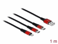 Delock USB Charging Cable 3 in 1 Type-A to Lightning™ / 2 x USB Type-C™ 1 m