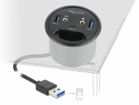 Delock 3 Port In-Desk Hub USB 1 x USB Type-C™ and 2 x USB Type-A + HD-Audio Ports