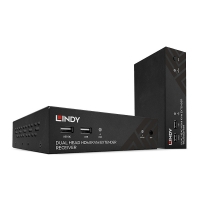Lindy 100m HDBaseT Cat.6 Dual Head HDMI, USB, IR & RS-232 KVM Extender