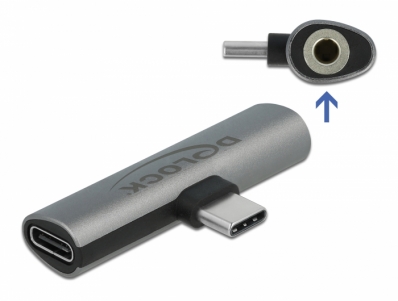 Delock Audio Adapter USB Type-C™ to Stereo Jack female and USB Type-C™ PD grey