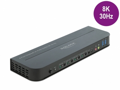 Delock DisplayPort 1.4 KVM Switch 8K 30 Hz with USB 3.0 and Audio