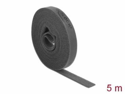 Delock Velcro tape on roll L 5 m x W 15 mm grey