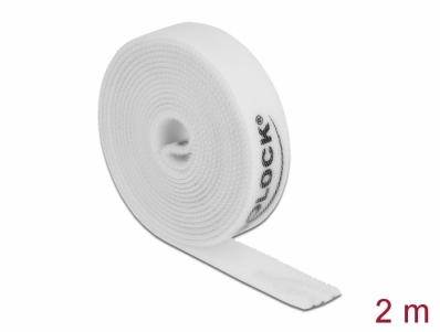 Delock Velcro tape on roll L 2 m x W 15 mm white
