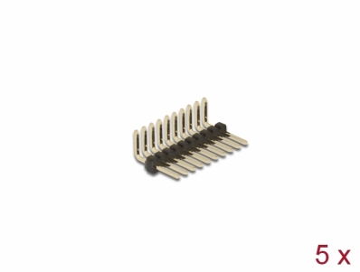 Delock Pin header 10 pin, pitch 1.27 mm, 1-row, angled, 5 pieces