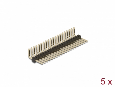 Delock Pin header 20 pin, pitch 1.27 mm, 1-row, angled, 5 pieces